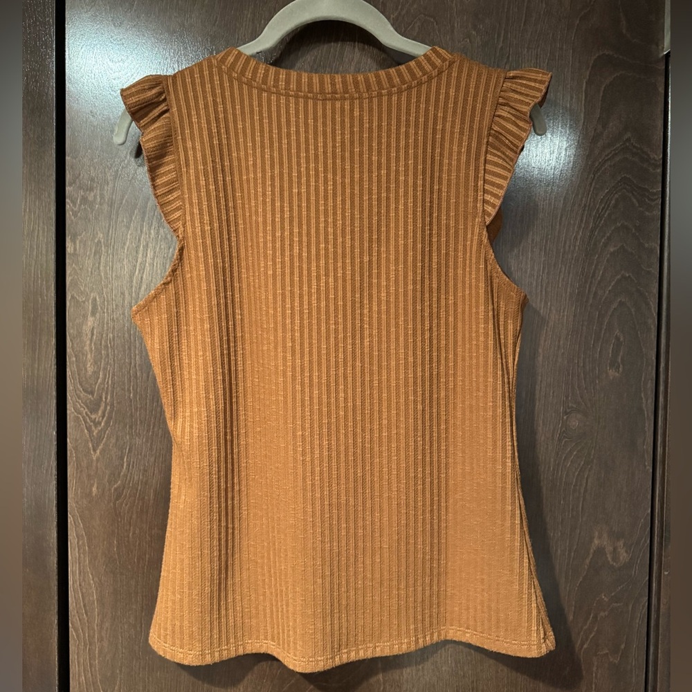 PS Kate Caramel Ruffle Flutter Sleeve Top - Picture 2 of 2